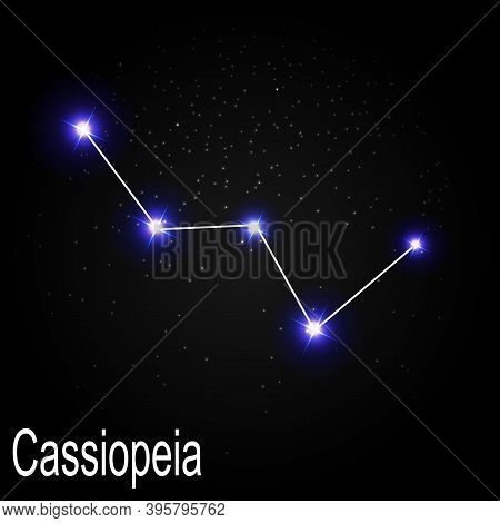 Cassiopeia Constellation With Beautiful Bright Stars On The Back