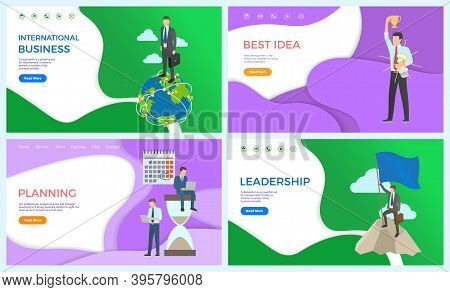 International Business, Best Idea Of Businessman Vector. Planning Of Males, Using Tables Trying Cope
