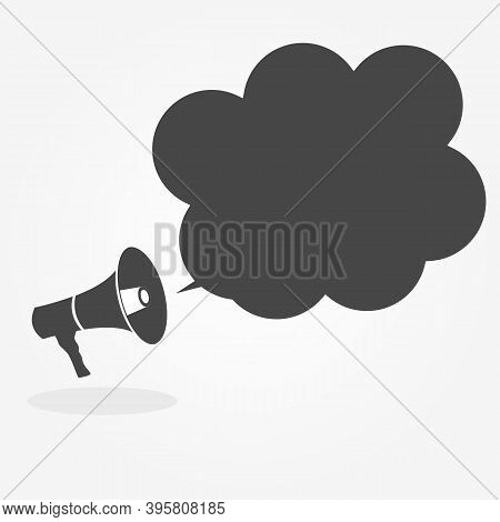 Megaphone With Speech Bubble Illustration On Graybackground