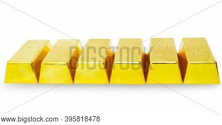 Closeup Shiny 6 Gold Bar 1 Kg On White Background With Clipping Path