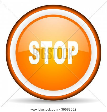 orange blank cirkel Stopsymbolet på hvid baggrund