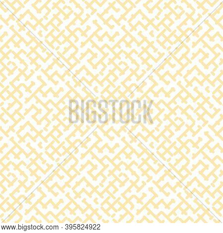 Vector Geometric Seamless Pattern. Stylish Modern Yellow And White Texture With Diagonal Crossing Li