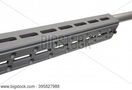 Flate And Squore Fore End Of A Rifle Isolated On White