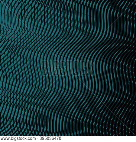 Abstract Soft Blend Background Of Lines In Trendy Color 2021 Tidewater Green With Moire Effect. Cont