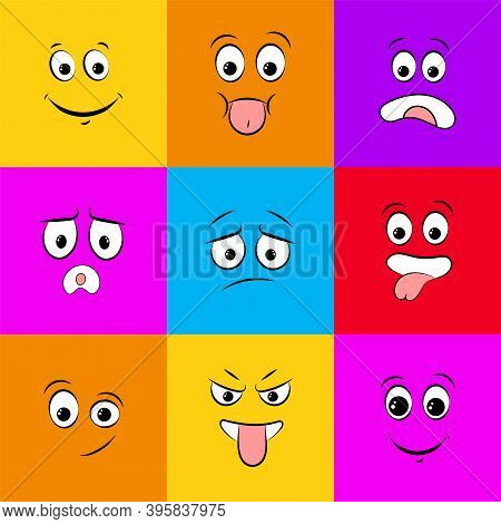 Collection Memes. Set Of Emoticons Hand Drawn Pattern. Different Eyes, Mouth, Eyebrows. Doodle Face,
