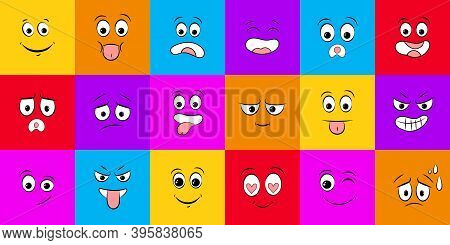 Collection Memes. Set Of Emoticons Hand Drawn Pattern. Different Eyes, Mouth, Eyebrows. Doodle Face,