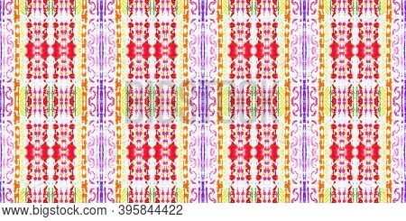 Aztec Pattern Drawn By Hand. Abstract Handmade Geometric Ethnic Background. Aquarelle Repeated Kafta