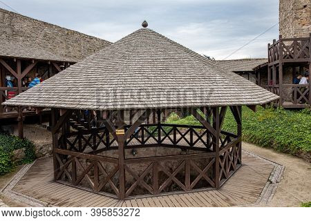 Checiny, Poland - September 06, 2020: A Well In The Castle. Old Historic Ruins Of The Royal Castle.
