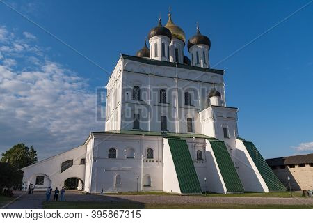 Holy Trinity Cathedral In Pskov Krom, A Famous Historical Place, Pskov, Russia