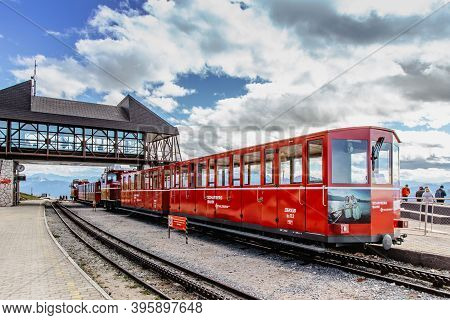 Austria-october 4, 2020. Schafbergbahn Cog Railway Running From St. Wolfgang Up The Schafberg.journe