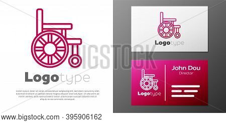 Logotype Line Wheelchair For Disabled Person Icon Isolated On White Background. Logo Design Template