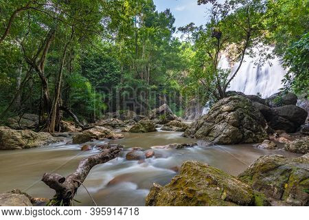 Famous Tropical Waterfall Namuang During Rainy Season On Koh Samui Island In Thailand, Fresh Water I