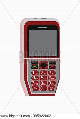 Image Of A Red Color 2g Phone Vector Design, Having In Numeric Keypad And Display.
