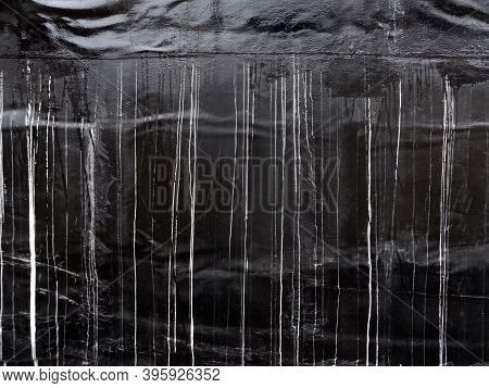 Waterproof Coatings Applied On Flat Wall Concrete Surfaces. There Are Several Layers And Layers Of F
