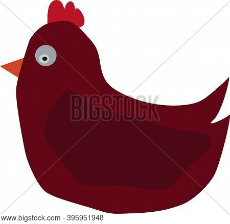Cute Chicken Simple Vector Illustration, Poultry Yard, Isolate On White