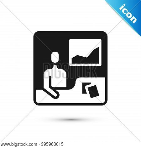 Grey Trading Courses Icon Isolated On White Background. Distance Learning Finance Management, Buying