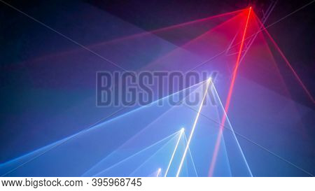 Interactive Exposition In Modern Science Museum Or Exhibition: Bright Laser Show Installation With C