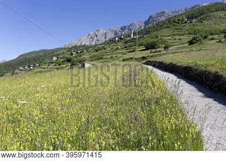 Italian Mountain View In A Sunny Summer Day
