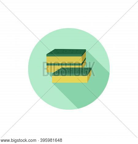 Vector Flat Design Scrub Sponge. Vector Illustration