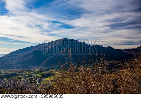Autumn View Of Monte Summano From The Mountains Above Cogollo Del Cengio, Vicenza, Italy