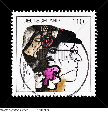 Germany - Circa 1998 : Cancelled Postage Stamp Printed By Germany, That Shows Characters In Brecht's