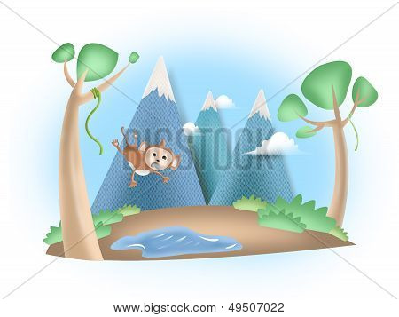 Monkey falls from tree