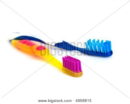 Bicolor Toothbrushs izolované