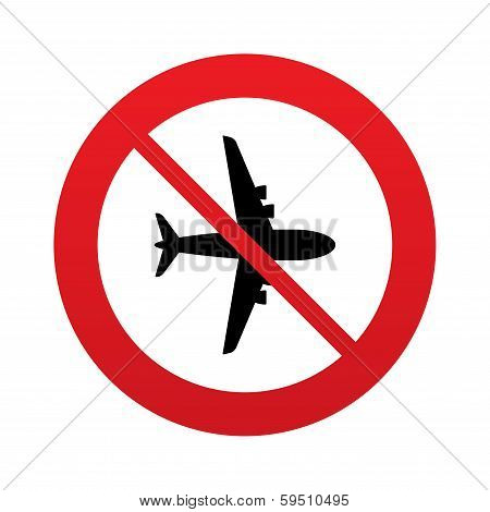 No Airplane sign. Plane symbol. Travel icon.