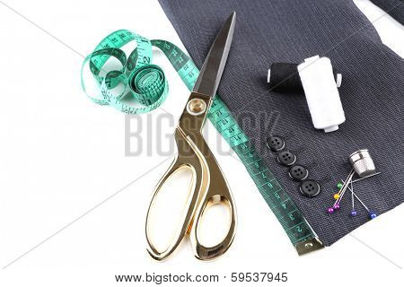 Business suit tailoring, isolated on white