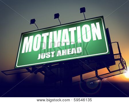 Motivation - Billboard on the Sunrise Background.