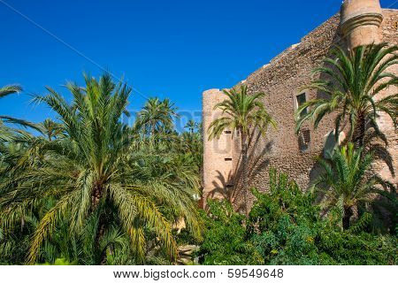 Elche Elx Alicante el Palmeral Palm trees park and Altamira Palace Spain