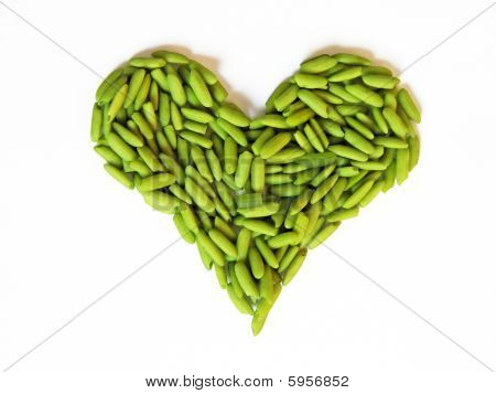 Coração de arroz verde