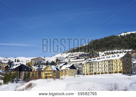 Ski area named Candanchu, Canfranc Valley, Pyrenees, Huesca, Aragon, Spain