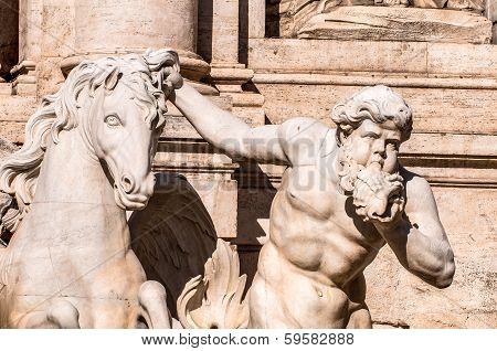 Trevi Fountain, The Baroque Fountain In Rome, Italy.