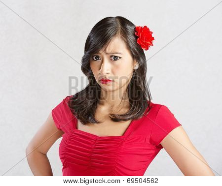 Annoyed Female In Red