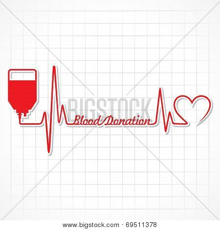 Blood donation concept with heartbeat stock vecor