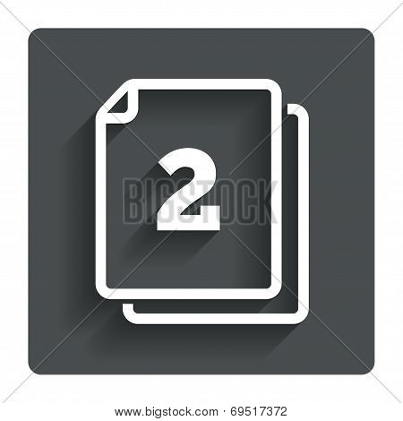 In pack 2 sheets sign icon. 2 papers symbol.