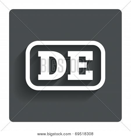German language sign icon. DE Deutschland.