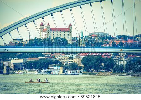 Bratislava castle and Apollo bridge, Slovakia