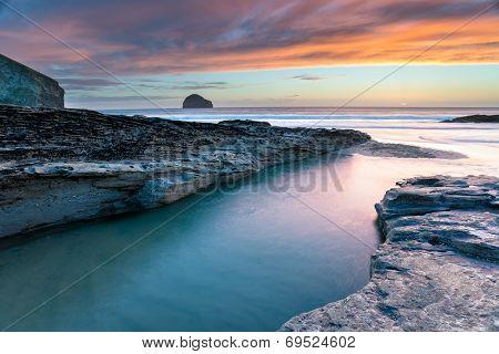 Dusk At Trebarwith Beach