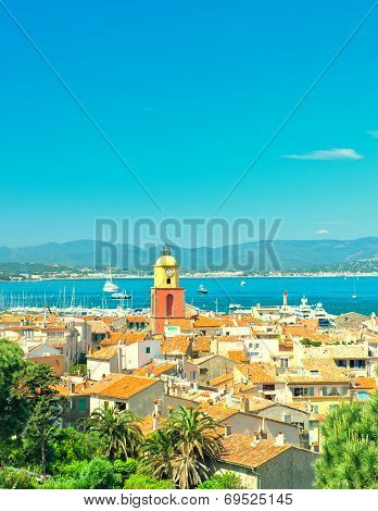Beautiful View Of Saint-tropez. Seascape And Blue Sky