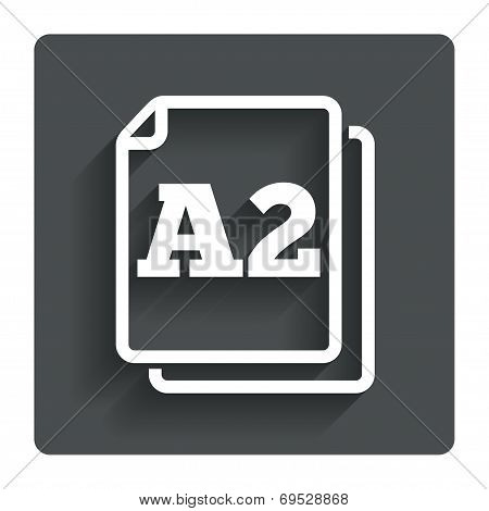 Paper size A2 standard icon. Document symbol.