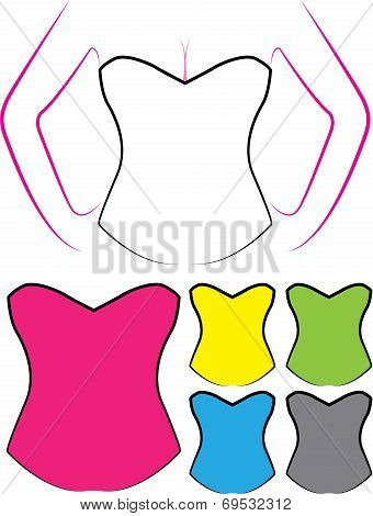 Illustration Of Blank Oultines Of Corsets With Different Styles