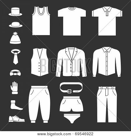 Set Icons Of Men's Clothes And Accessories