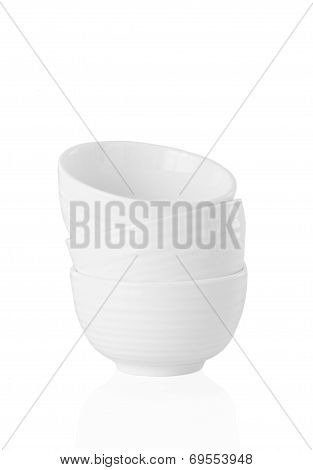 three white empty pots