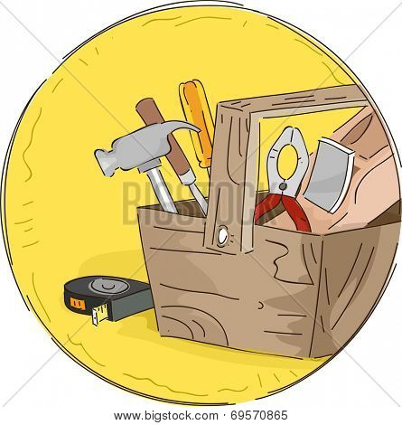 Icon Illustration Featuring a Tool Box Full of Different Tools