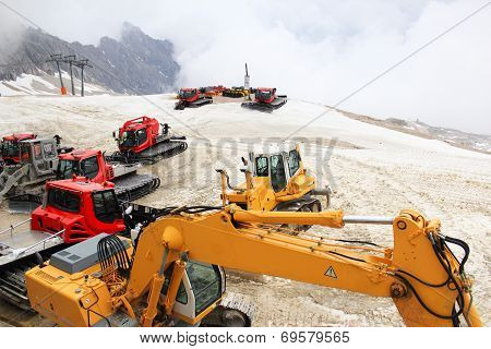 Snowmobile at Zugspitze mountain
