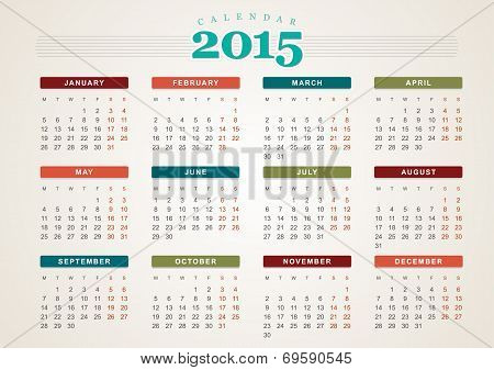 Calendar 2015 vector design template