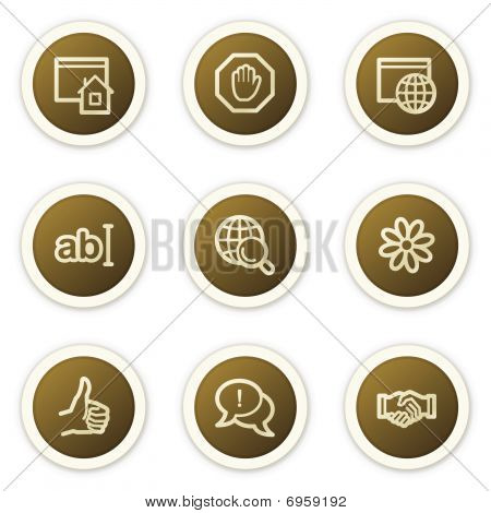 Internet web icone set 1, cerchio marrone pulsanti serie