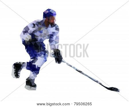Hockey Player. Vector Drawing Created From Triangles
